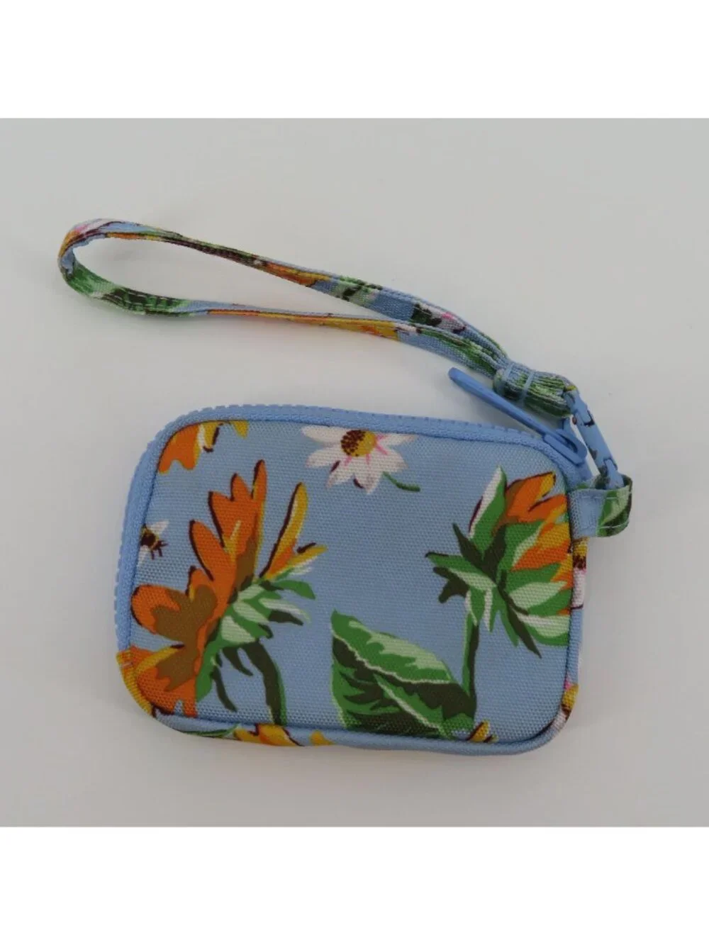 Vera Bradley Sunflower Sky RFID Zip Wristlet Wallet Flower Floral Bumble Bee